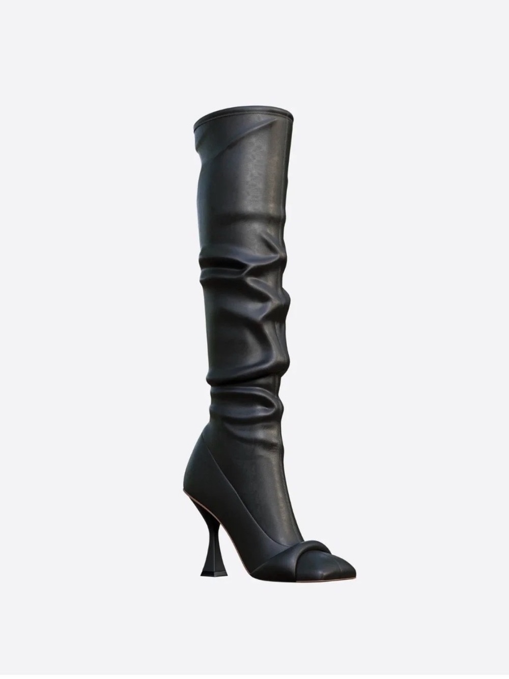 Hanifa Black Zoe Knee-High Slouch Leather Boot